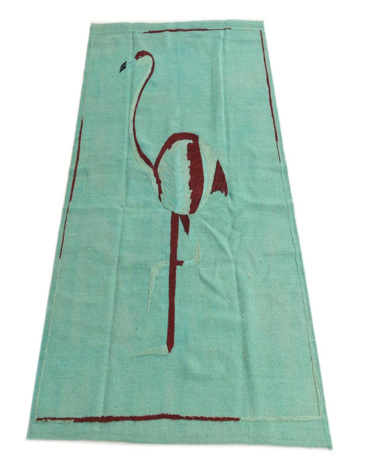 Detail image of  3' 6 x 4' 8  Hand Woven Kilim Suzani Wool Rug