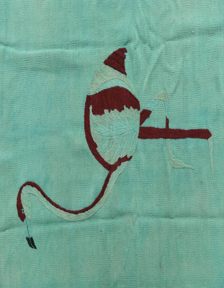 Detail image of  3' 6 x 4' 8  Hand Woven Kilim Suzani Wool Rug