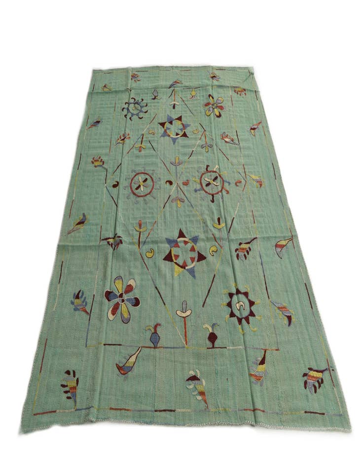 Detail image of  5' 8 x 7' 4  Hand Woven Kilim Suzani Wool Rug