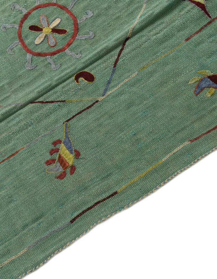 Detail image of  5' 8 x 7' 4  Hand Woven Kilim Suzani Wool Rug