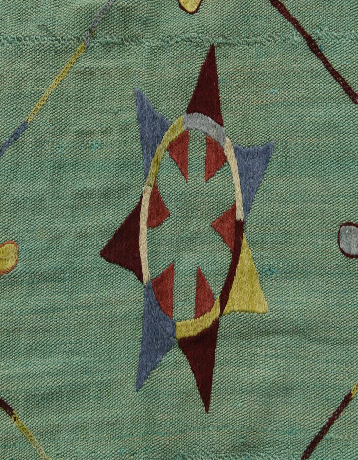 Detail image of  5' 8 x 7' 4  Hand Woven Kilim Suzani Wool Rug