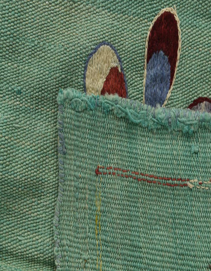 Detail image of  5' 8 x 7' 4  Hand Woven Kilim Suzani Wool Rug