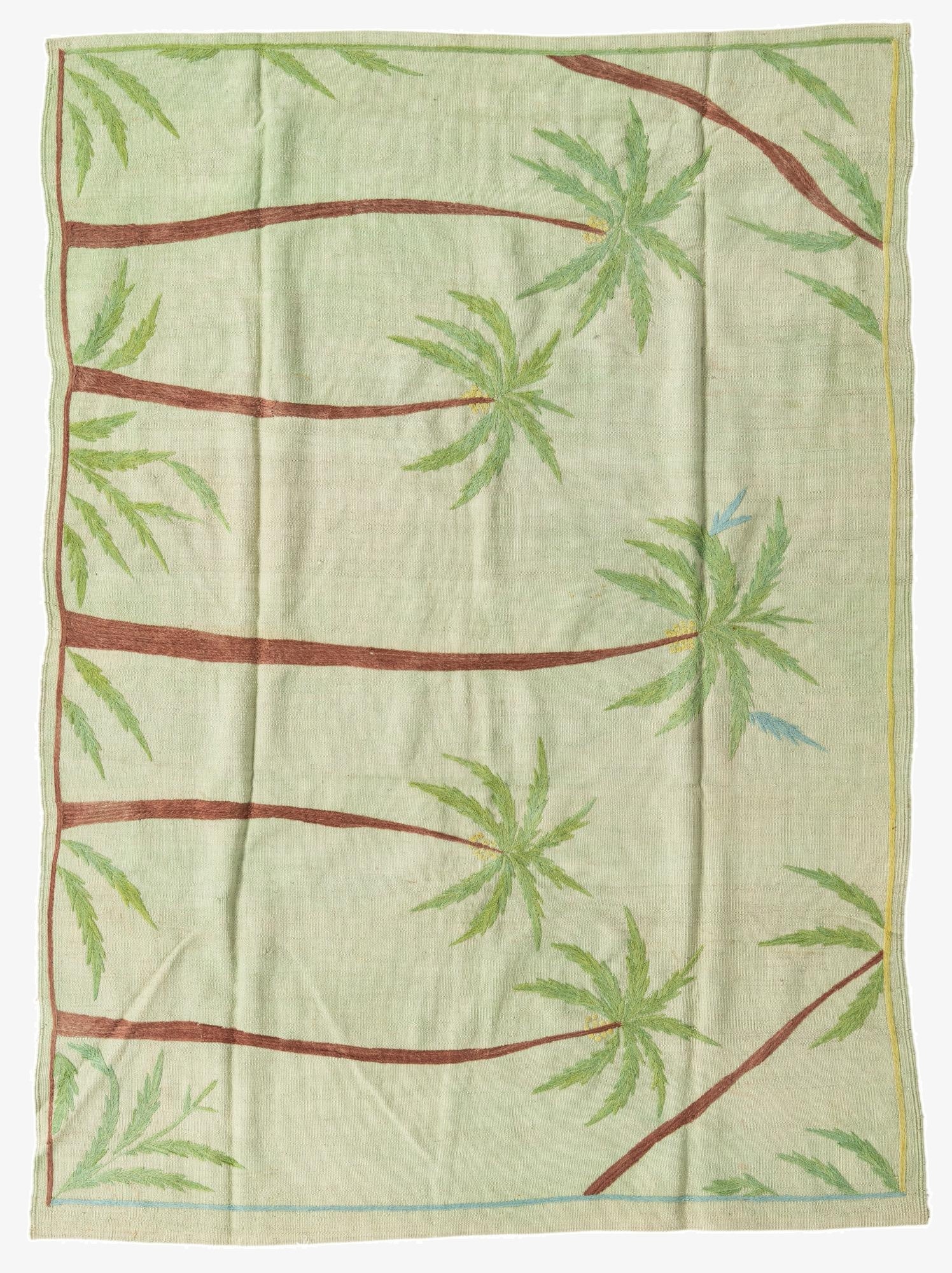  5' 4 x 7' 4  Hand Woven Kilim Suzani Wool Rug