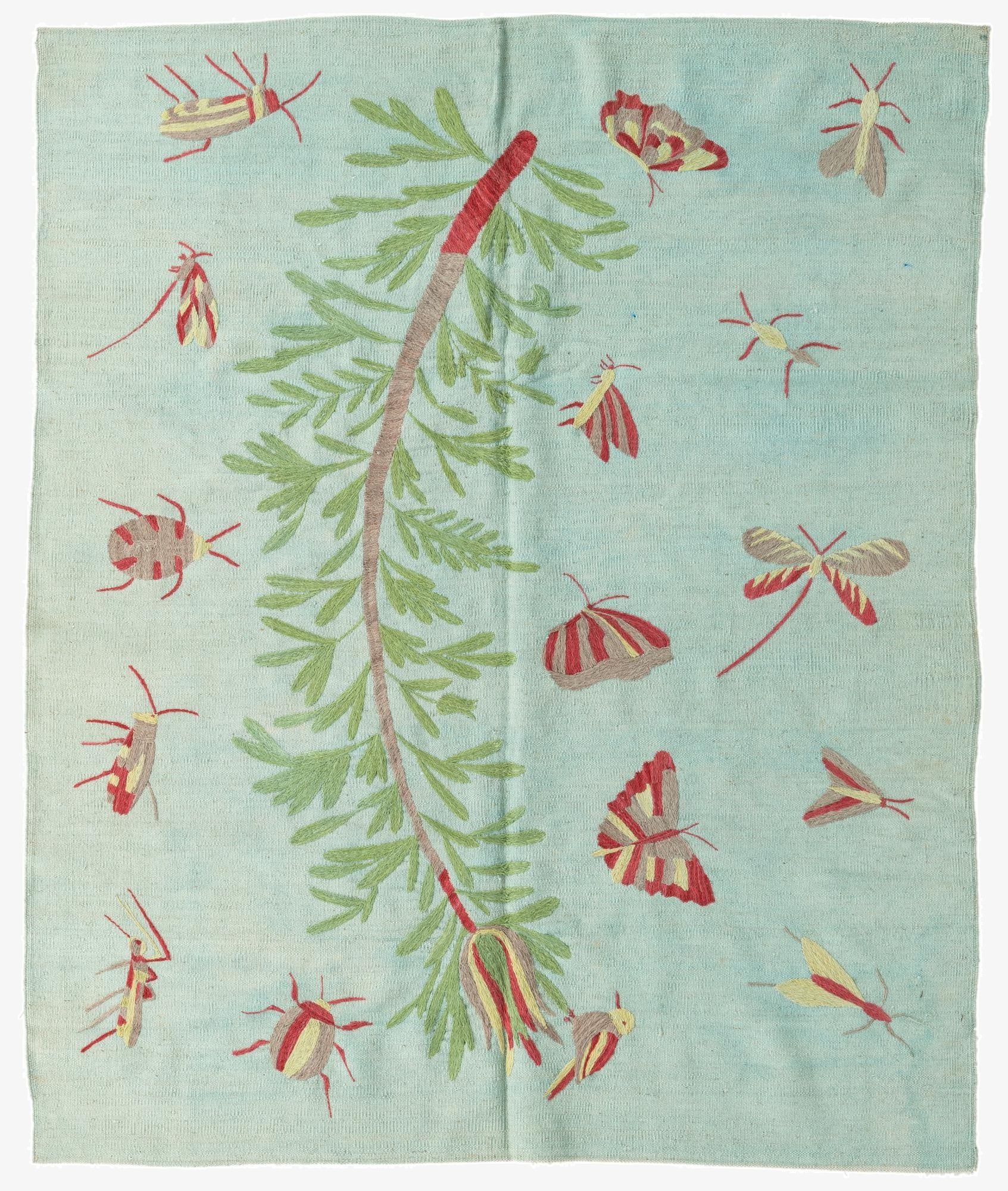  5' 3 x 6' 3  Hand Woven Kilim Suzani Wool Rug