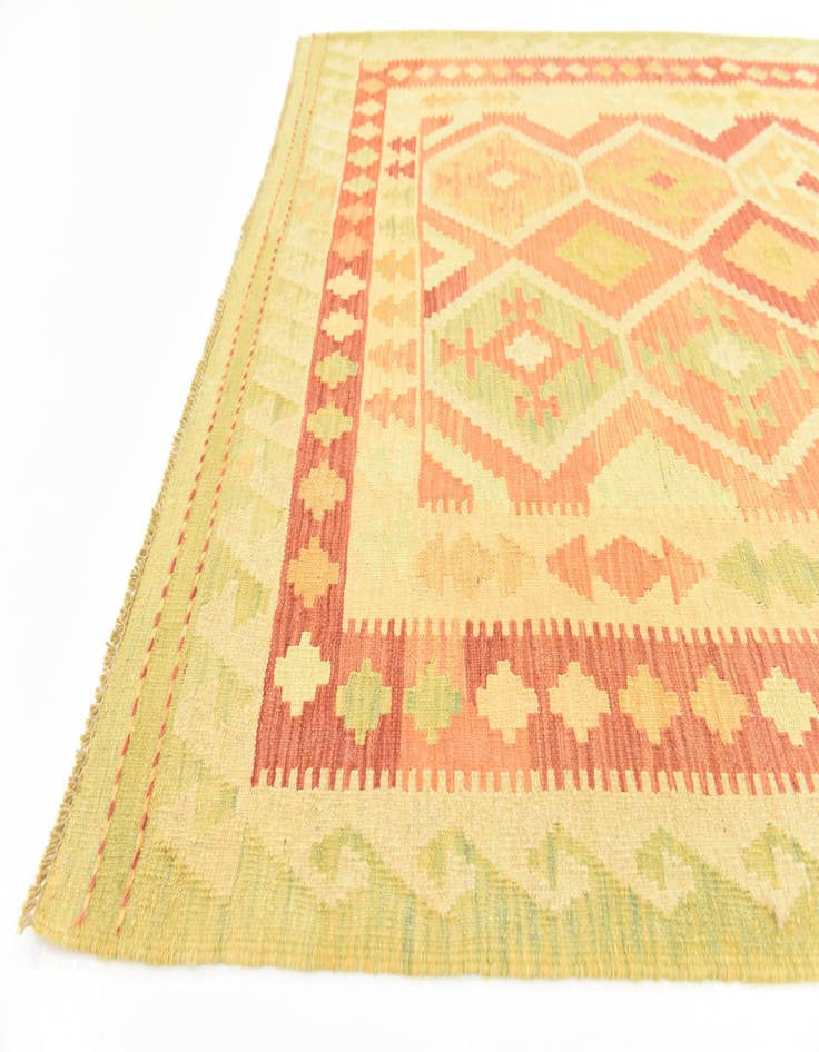 Detail image of  4' 10 x 6' 7  Hand Woven Kilim Waziri Wool Rug