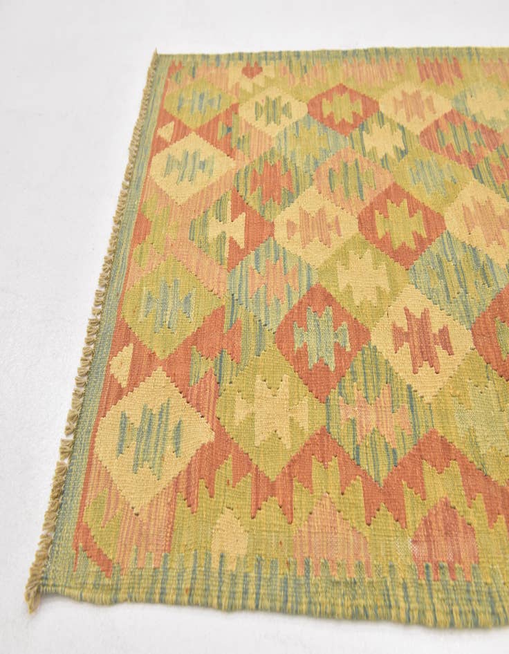 Detail image of  2' 7 x 4'  Hand Woven Kilim Waziri Wool Rug