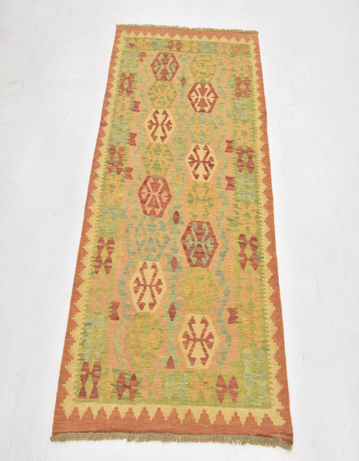 Detail image of  3' 2 x 4' 10  Hand Woven Kilim Waziri Wool Rug