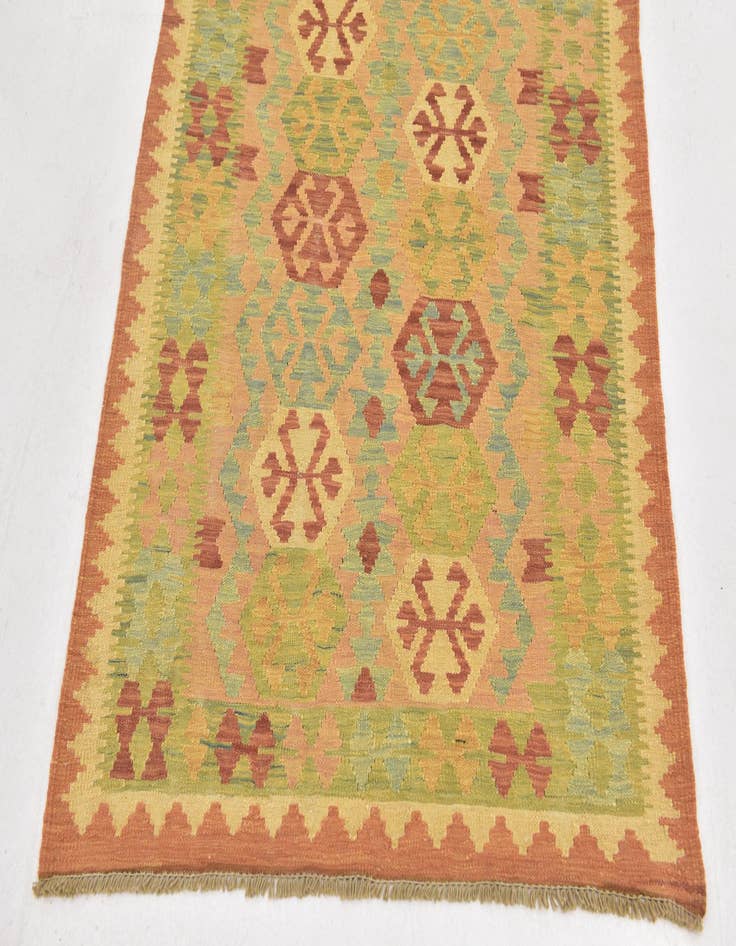 Detail image of  3' 2 x 4' 10  Hand Woven Kilim Waziri Wool Rug