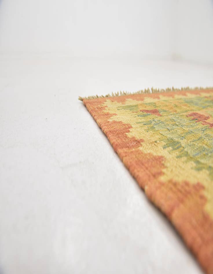 Detail image of  3' 2 x 4' 10  Hand Woven Kilim Waziri Wool Rug