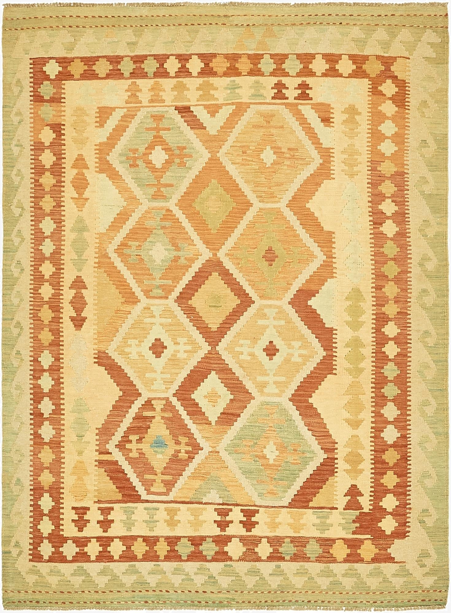  4' 10 x 6' 7  Hand Woven Kilim Waziri Wool Rug