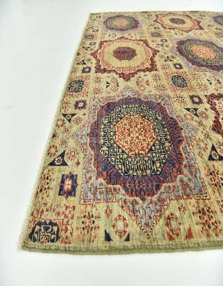 Detail image of  6' x 8' 9  Hand Knotted Mamluk Ziegler Rug