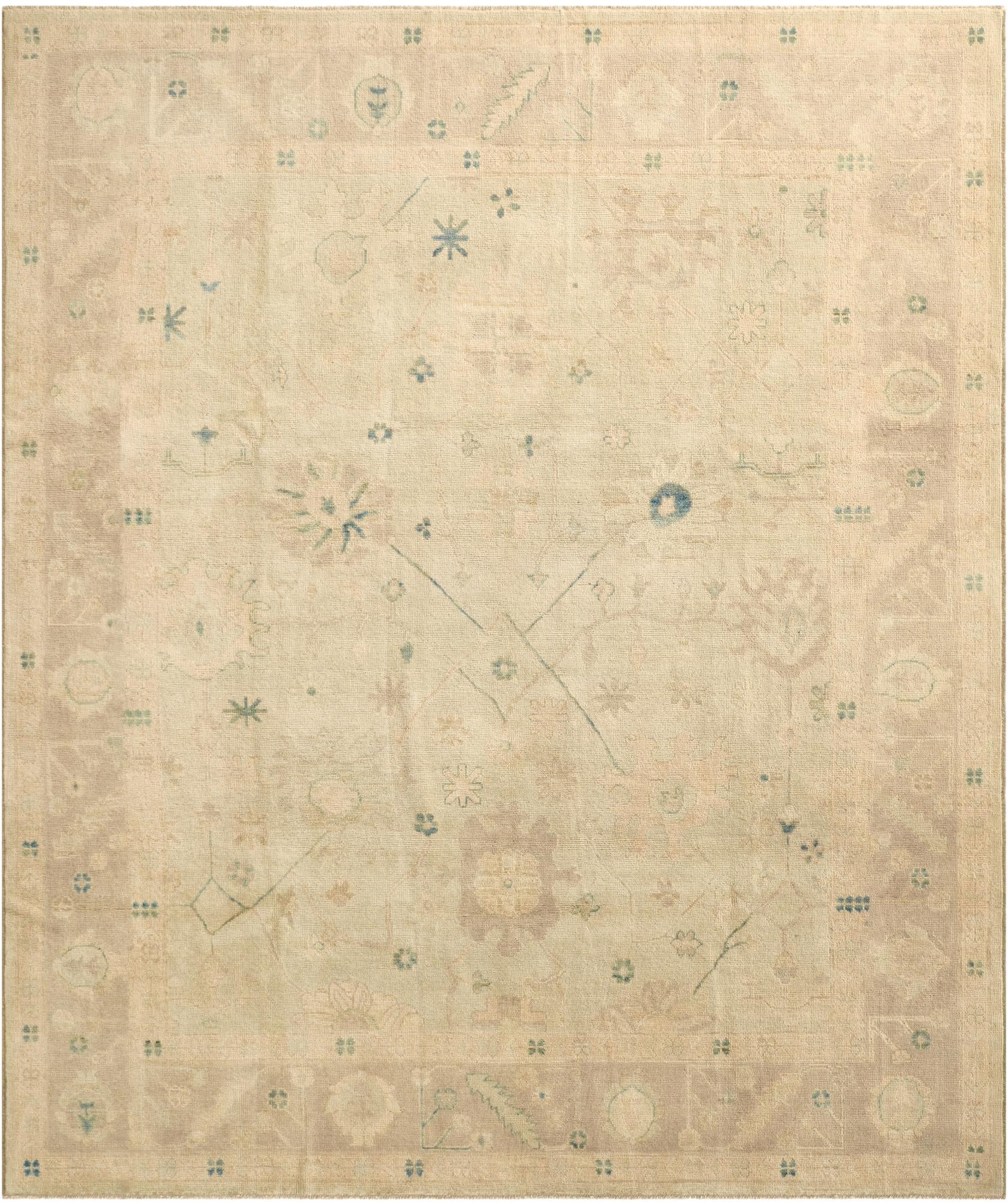 8' x 9' 9 Hand Knotted Oushak Wool Rug
