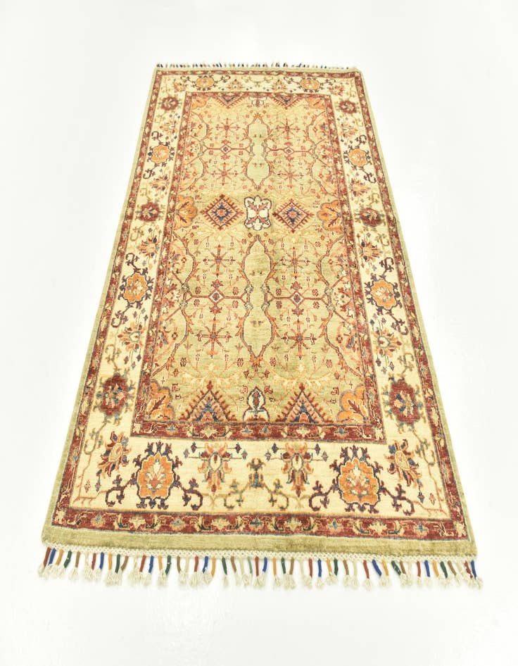 Detail image of  4' 2 x 5' 9  Hand Knotted Peshawar Ziegler Oriental Rug