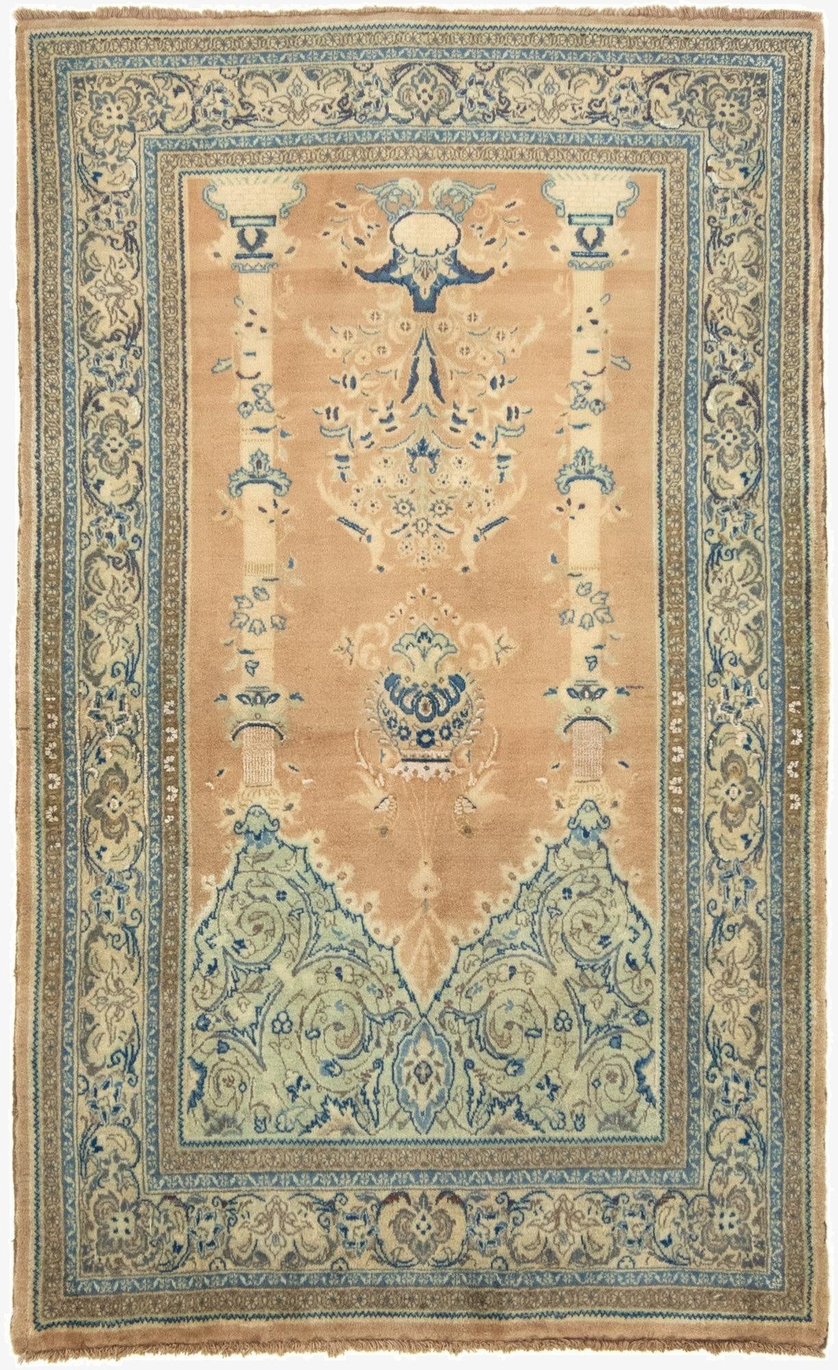  4' 2 x 6' 9  Hand Knotted Sarough Persian Wool Rug