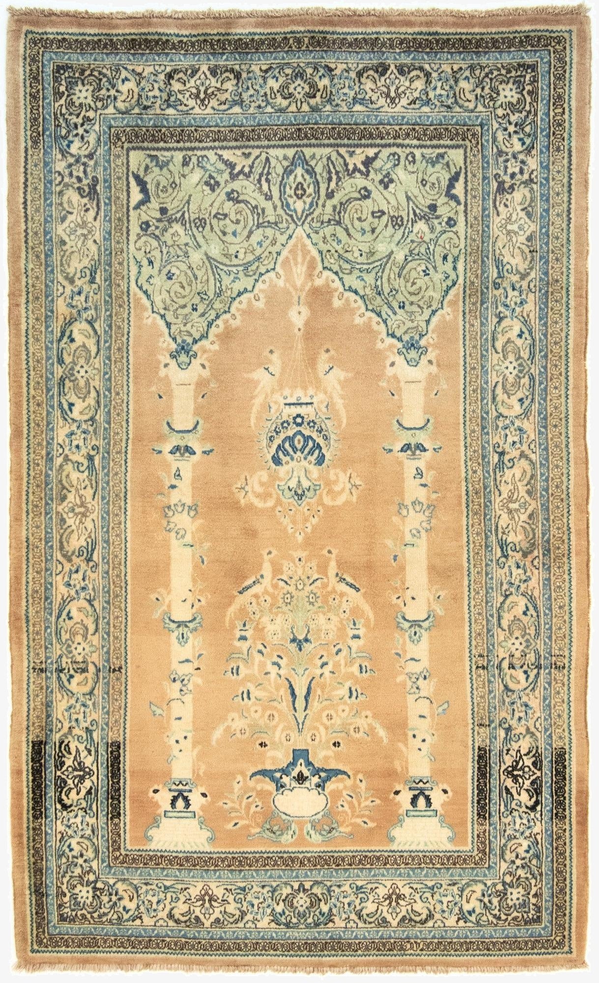  4' 2 x 6' 8  Hand Knotted Sarough Persian Wool Rug
