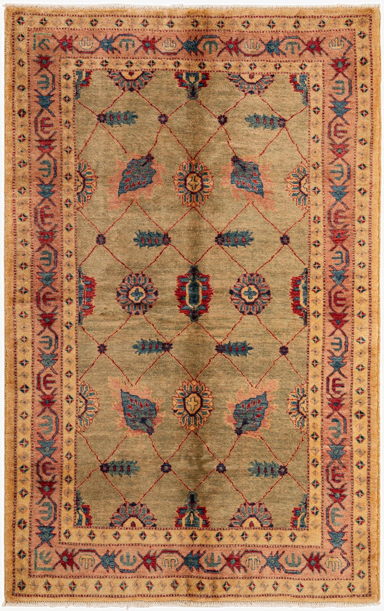  5' 1 x 7' 8  Hand Knotted Ziegler Wool Rug