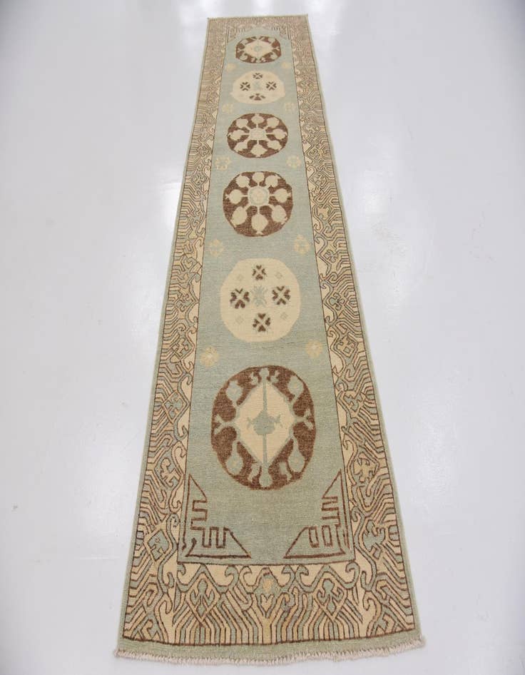 Detail image of  3' x 9' 5  Hand Knotted Khotan Ziegler Oriental Runner Rug