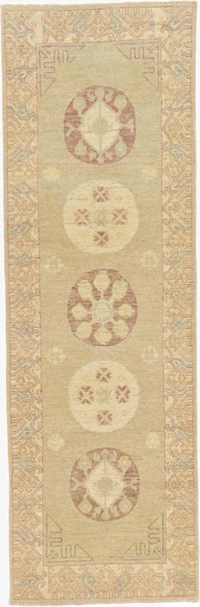  3' x 9' 4  Hand Knotted Khotan Ziegler Oriental Runner Rug