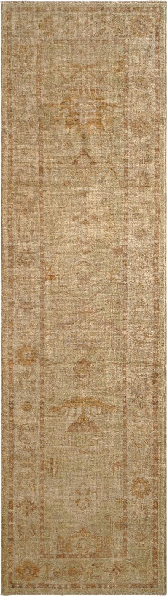  2' 9 x 9' 10  Hand Knotted Oushak Wool Runner Rug