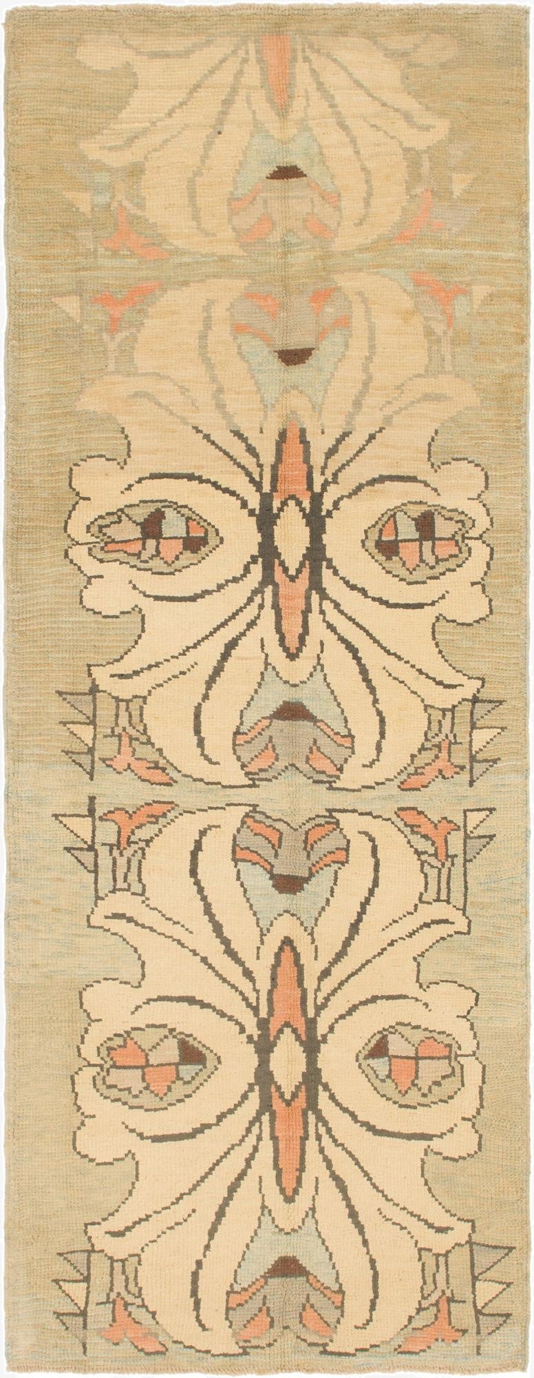  4' 2 x 11' 5  Hand Knotted Oushak Wool Runner Rug