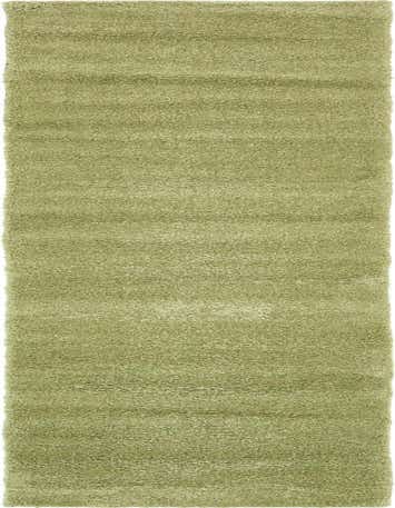 A 13 ft runner rug in a solid green color with a textured, shaggy pile, ideal for a hallway.