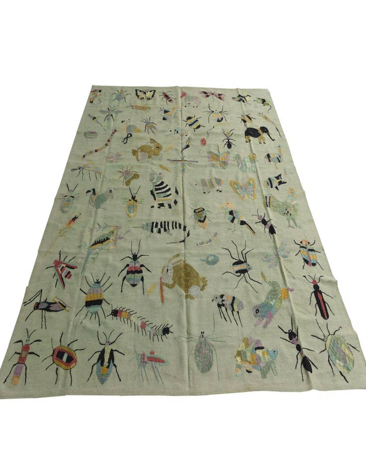 Detail image of  8' 2 x 8' 10  Hand Woven Kilim Suzani Wool Square Rug