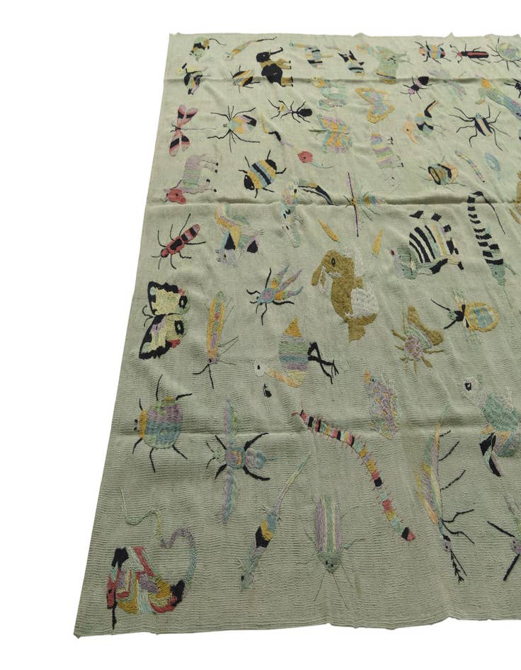 Detail image of  8' 2 x 8' 10  Hand Woven Kilim Suzani Wool Square Rug