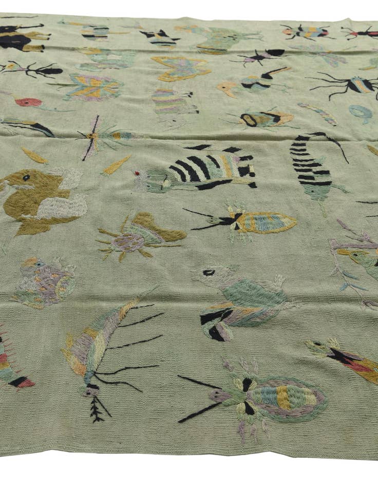 Detail image of  8' 2 x 8' 10  Hand Woven Kilim Suzani Wool Square Rug