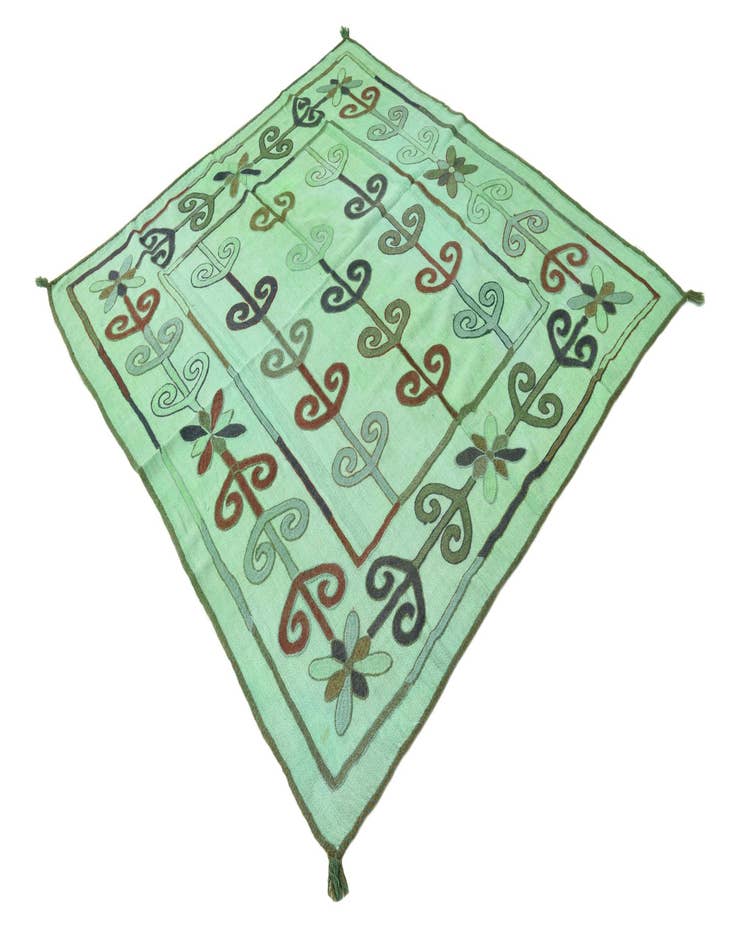 Detail image of  5' 4 x 6'  Hand Woven Kilim Suzani Wool Square Rug