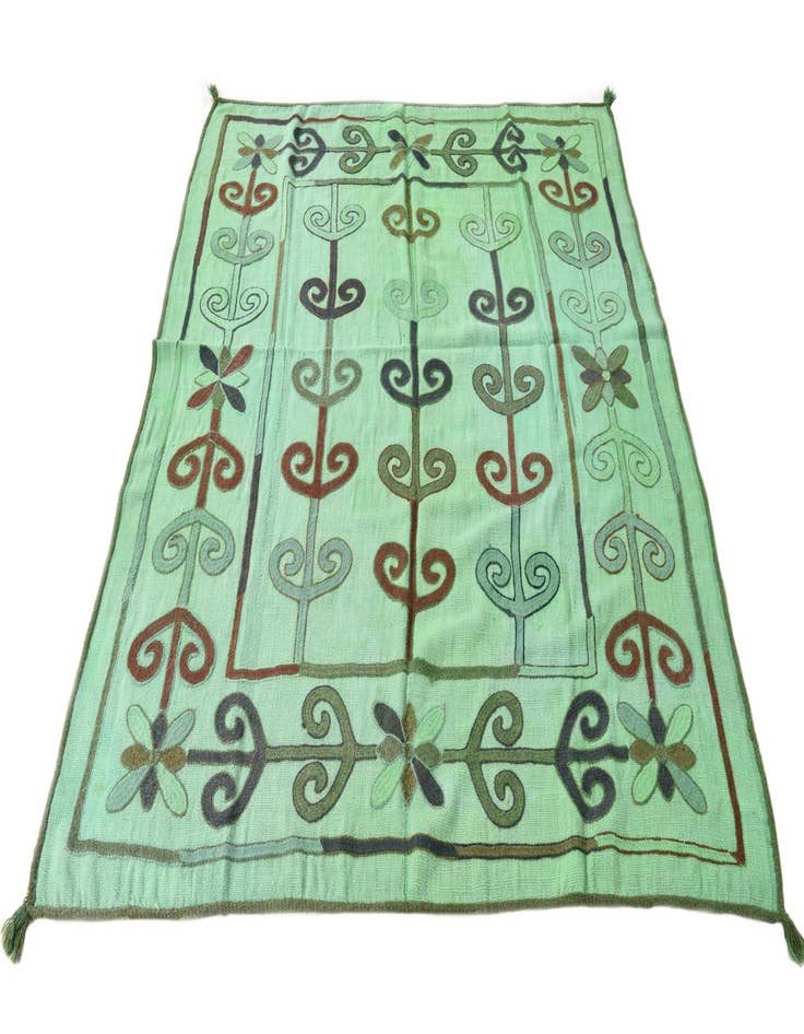 Detail image of  5' 4 x 6'  Hand Woven Kilim Suzani Wool Square Rug