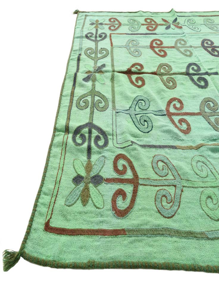 Detail image of  5' 4 x 6'  Hand Woven Kilim Suzani Wool Square Rug