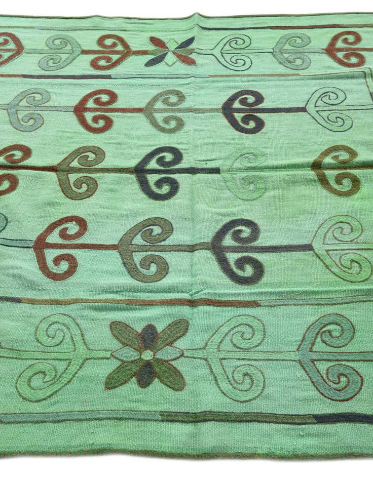 Detail image of  5' 4 x 6'  Hand Woven Kilim Suzani Wool Square Rug