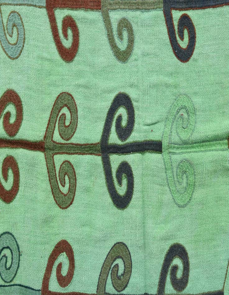 Detail image of  5' 4 x 6'  Hand Woven Kilim Suzani Wool Square Rug