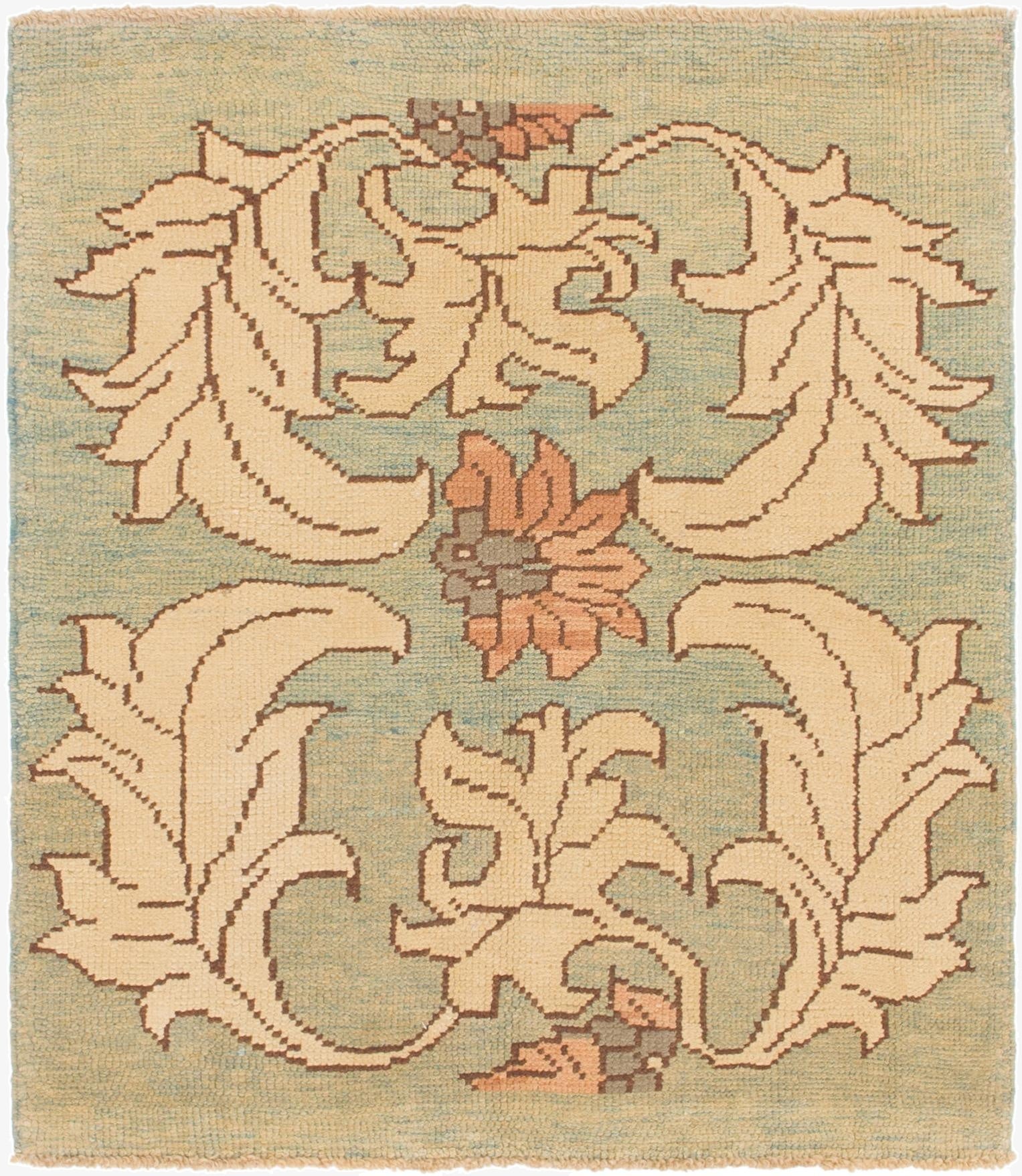  4' 4 x 5'  Hand Knotted Oushak Wool Square Rug