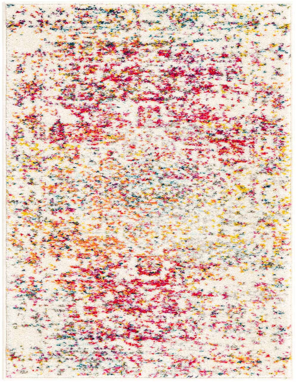 A 4 ft runner rug in light multi-color with a distressed transitional pattern, ideal for hallways.