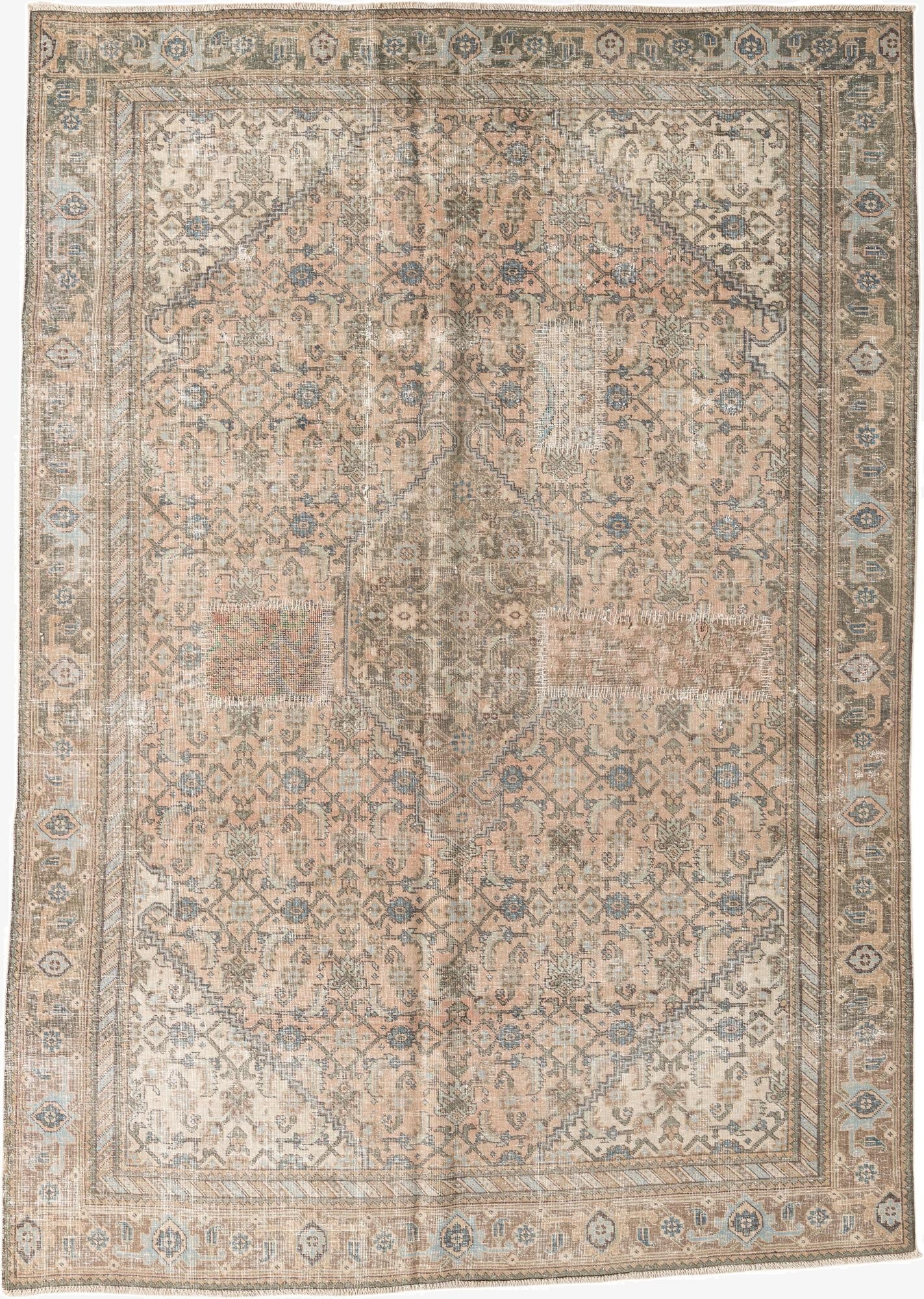  6' 7 x 9' 4  Hand Knotted Ultra Vintage Persian Wool Rug