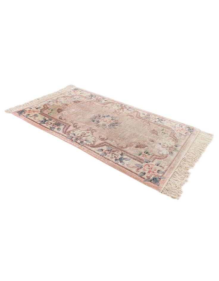 Detail image of  2' 4 x 4'  Hand Knotted Carved Pekin Rug