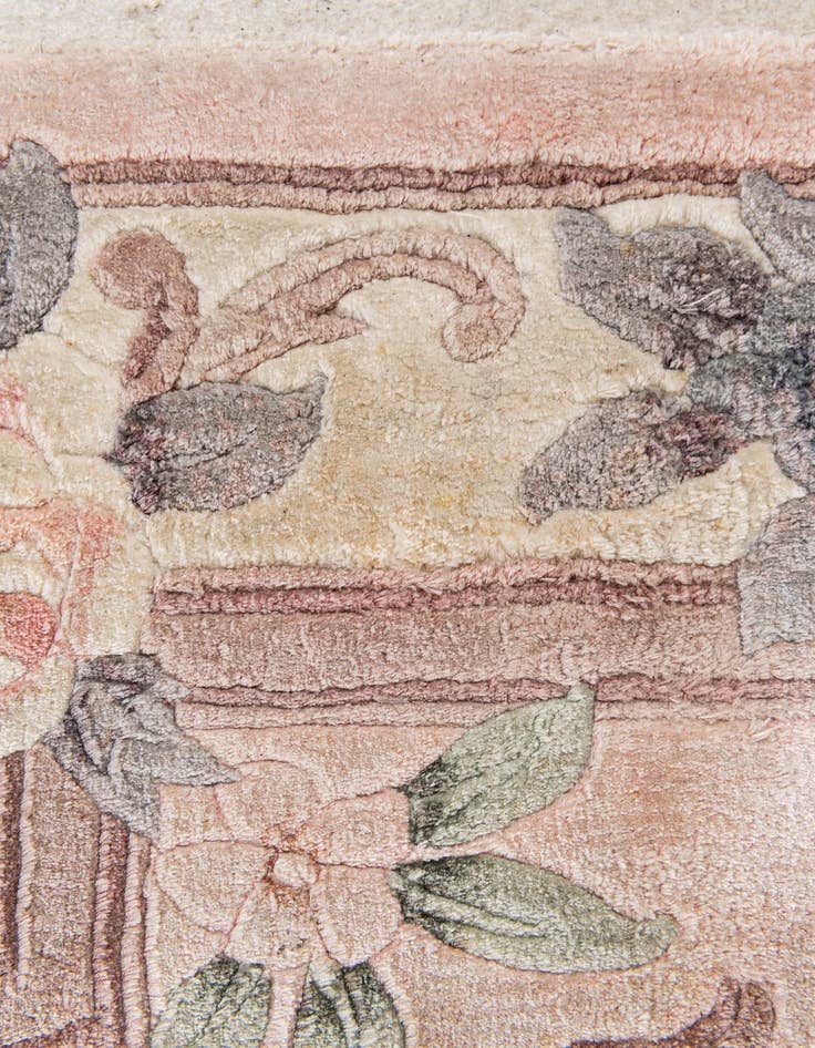 Detail image of  2' 4 x 4'  Hand Knotted Carved Pekin Rug