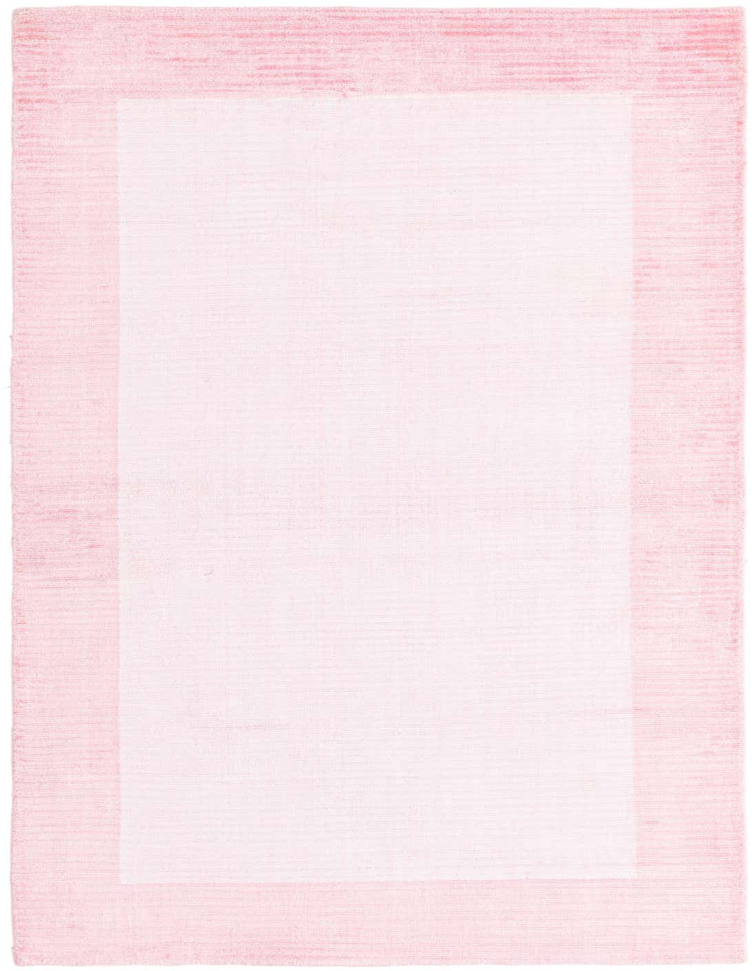 A 3x5 rectangular pink modern wool rug with a lighter pink center and a darker pink border.