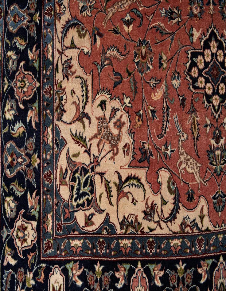 Detail image of  6' 1 x 8' 9  Hand Knotted Isfahan Oriental Wool Rug