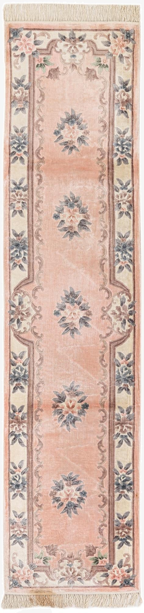  2' 4 x 9' 11  Hand Knotted Carved Pekin Wool Runner Rug