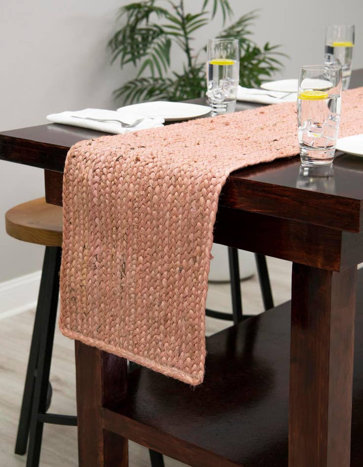 Detail image of  1' 2 x 10'  Hand Braided Jute Table Runner Rug