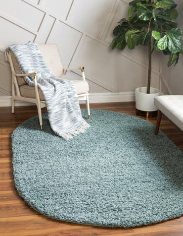  7' 10 x 10' Solid Shag Oval Rug