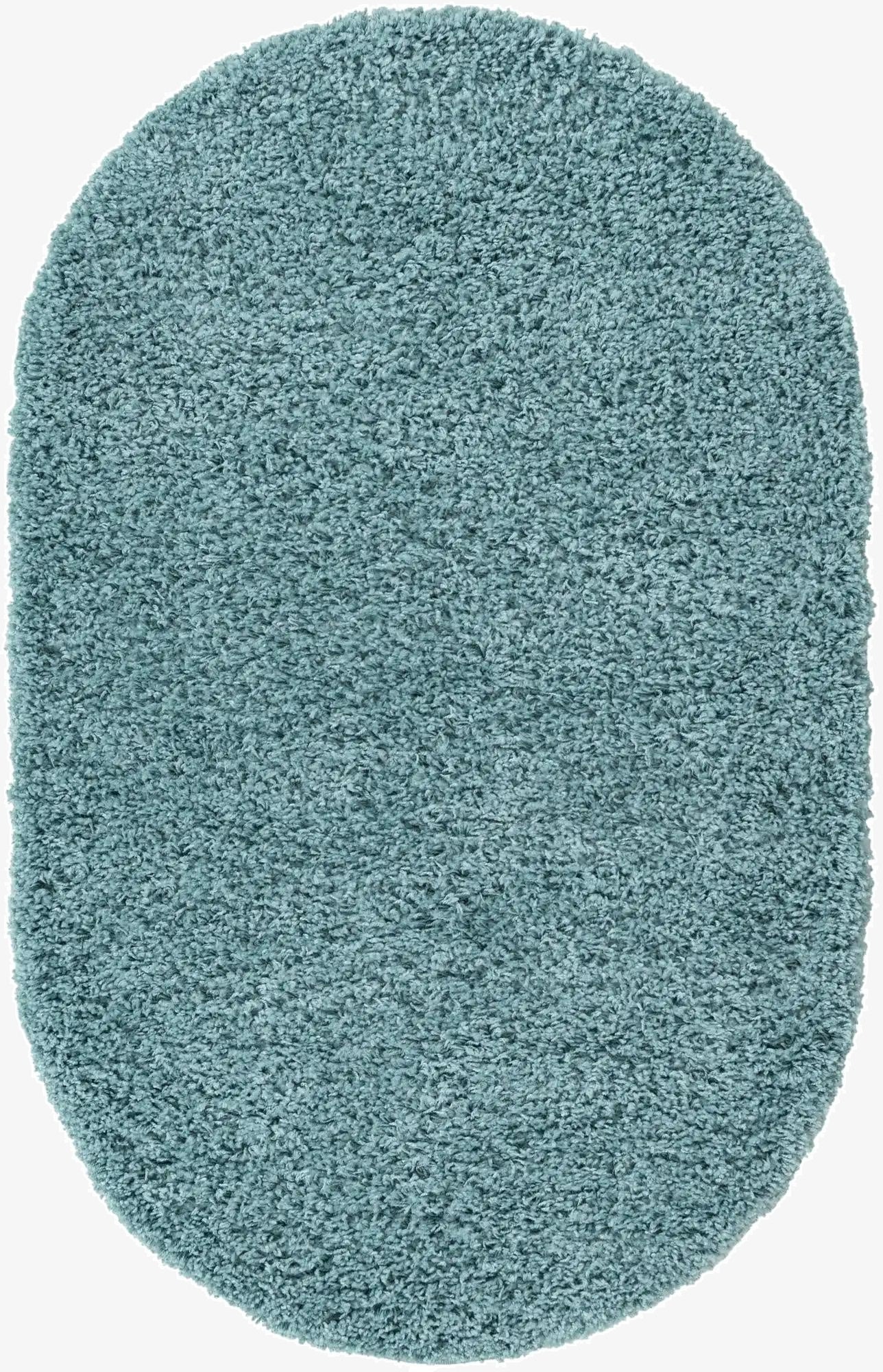  3' x 5' 3 Solid Shag Oval Rug