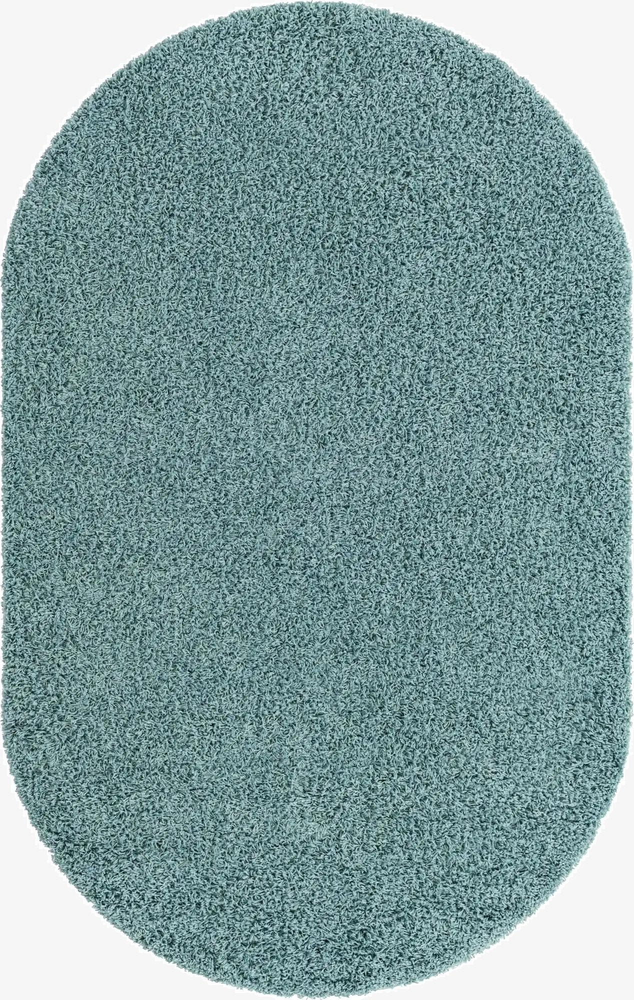  5' 3 x 8' Solid Shag Oval Rug