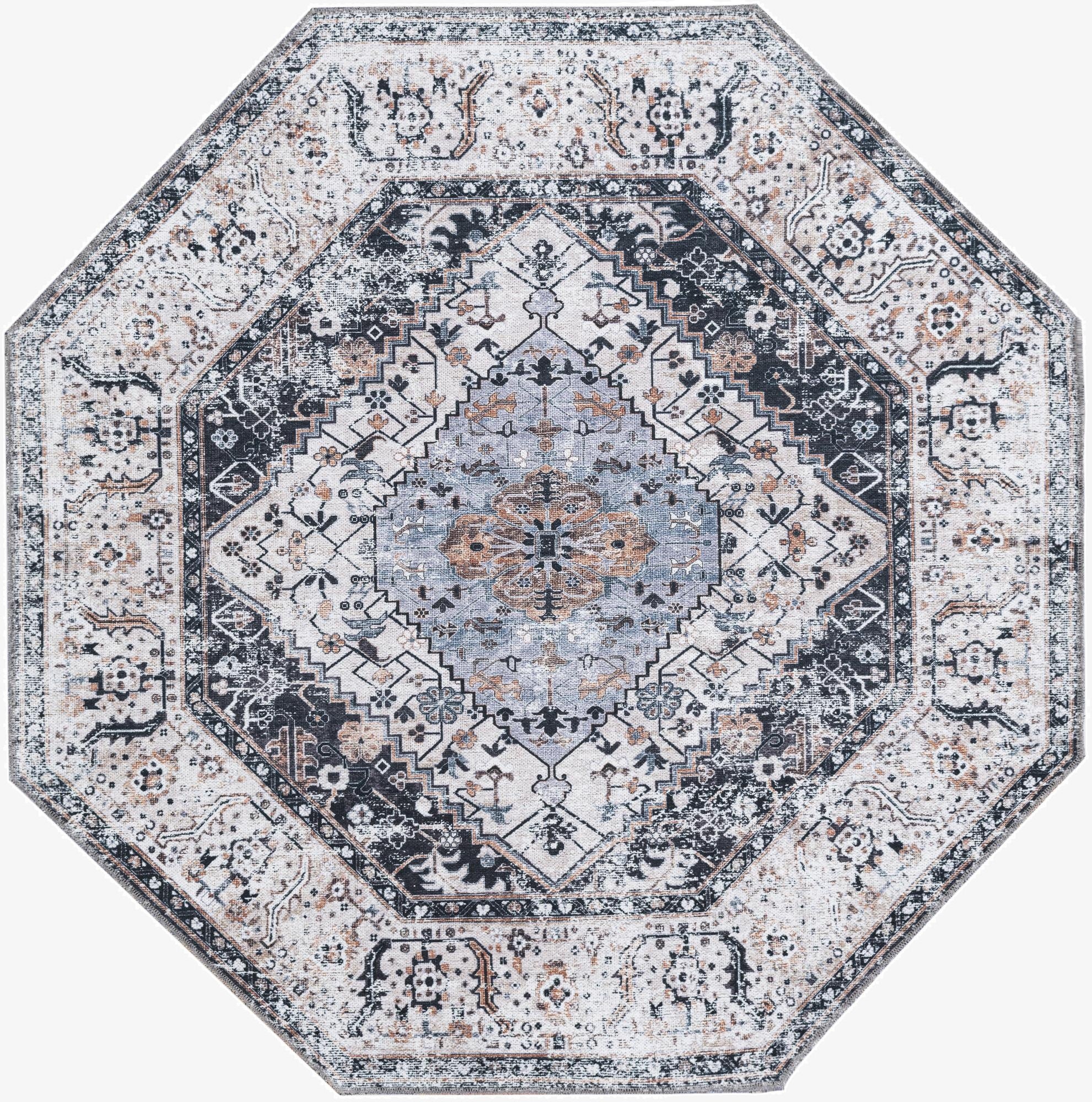  5' x 5'  Washable Yara Octagon Rug
