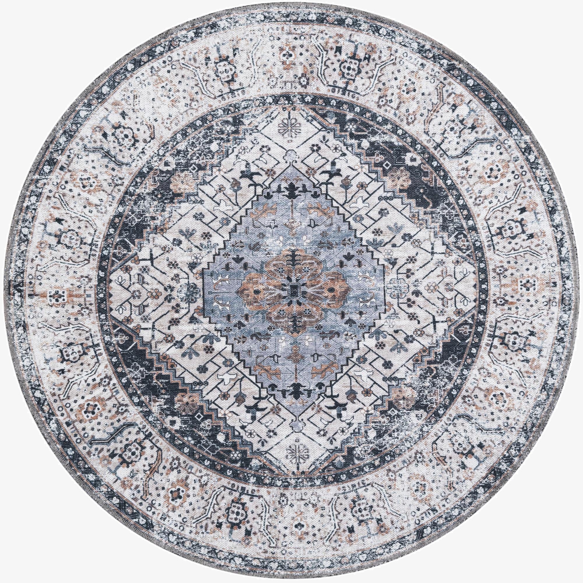  4' x 4'  Washable Yara Round Rug