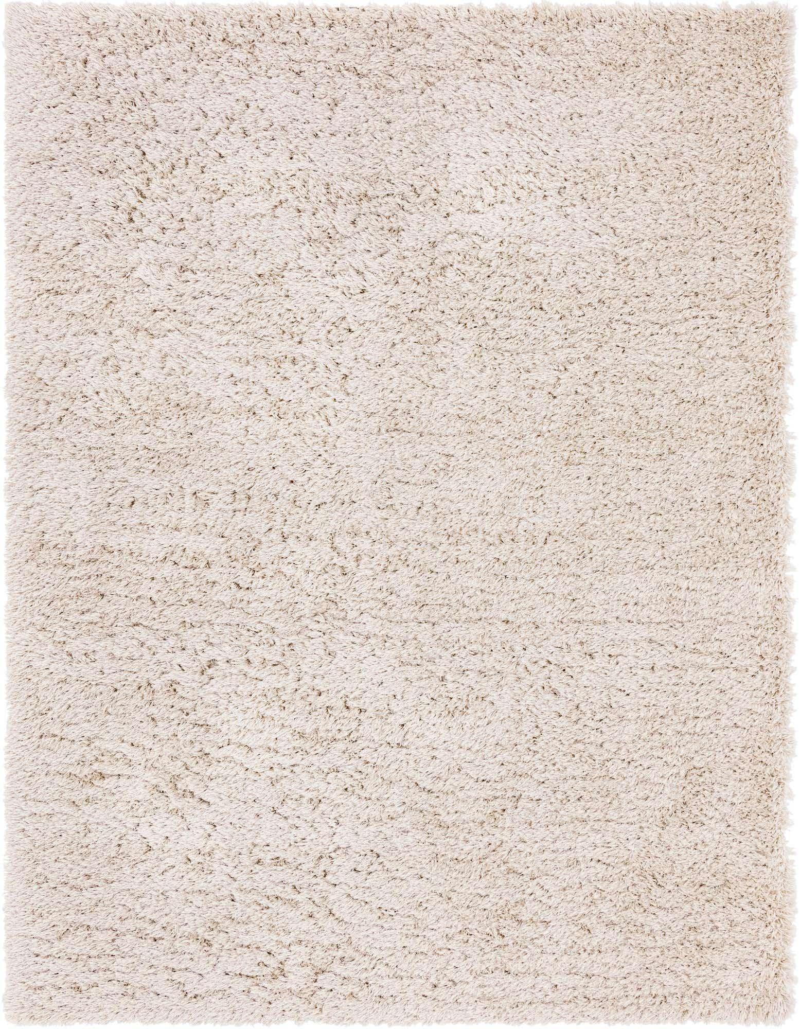 A plush 8x10 rectangular ivory shag rug with a textured pile, perfect for a cozy living room or bedroom.