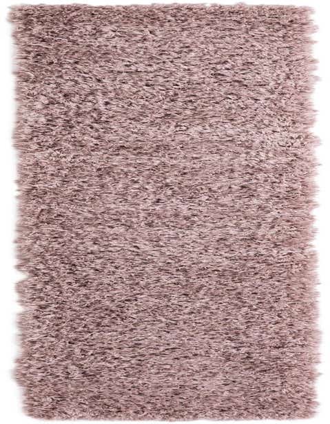 A soft, plush 10 Ft runner rug in a solid mauve-pink color, featuring a luxurious shag pile.