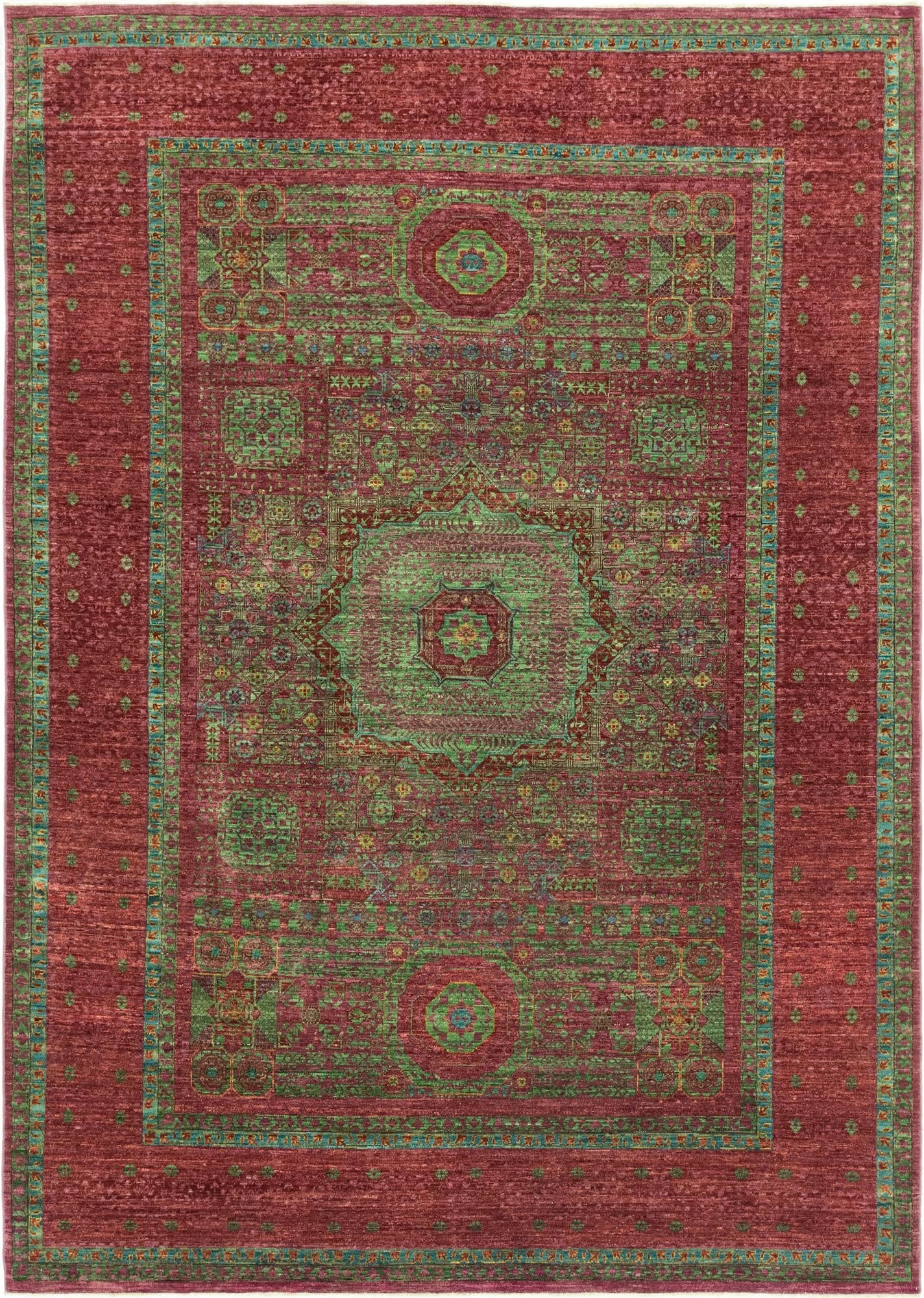  6' 11 x 9' 10  Hand Knotted Mamluk Ziegler Rug